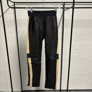 Andrea Bogosian Chic Black and Tan Leather Pants